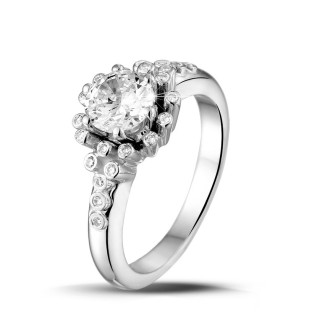钻石求婚戒指 - 设计系列0.90克拉白金钻石戒指