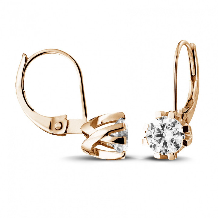 设计系列1.80克拉8爪玫瑰金钻石耳环