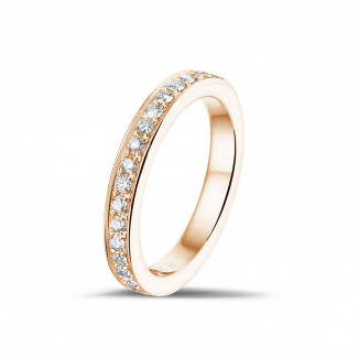 钻石结婚戒指 - 0.25克拉镶钻玫瑰金永恒戒指 (半环镶钻)