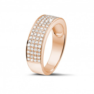 金钻石婚戒 - 0.64克拉玫瑰金密镶钻石戒指