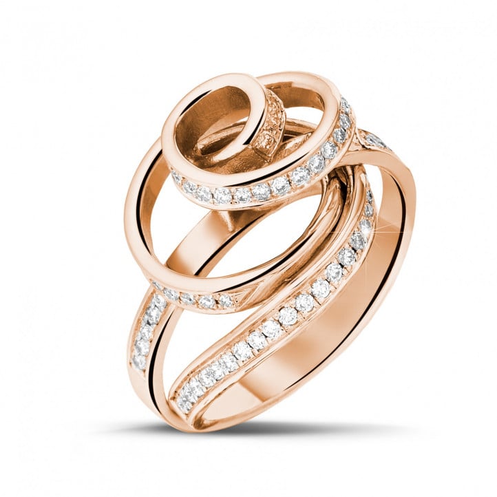 设计系列0.85克拉玫瑰金钻石戒指