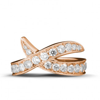 钻石戒指 - 设计系列1.40克拉玫瑰金钻石戒指
