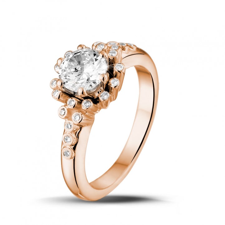设计系列0.90克拉玫瑰金钻石戒指