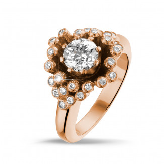 钻石戒指 - 设计系列0.90克拉玫瑰金钻石戒指