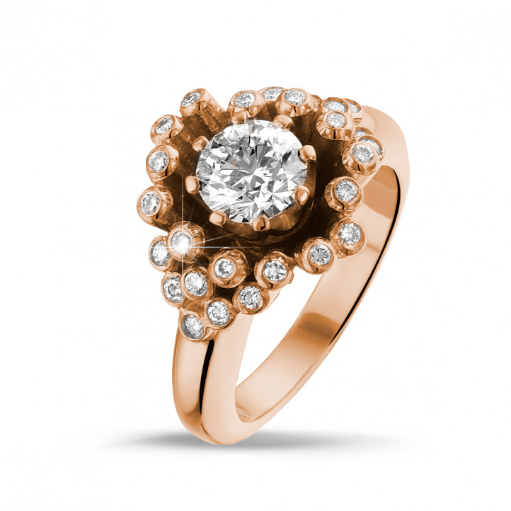 设计系列0.90克拉玫瑰金钻石戒指