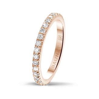 钻石结婚戒指 - 0.55克拉玫瑰金镶钻婚戒(满镶)