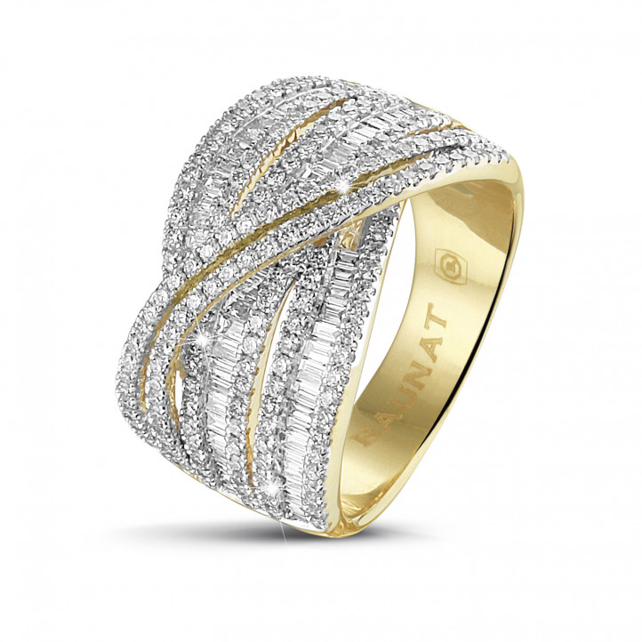 1.35克拉黄金圆形与长方形钻石戒指