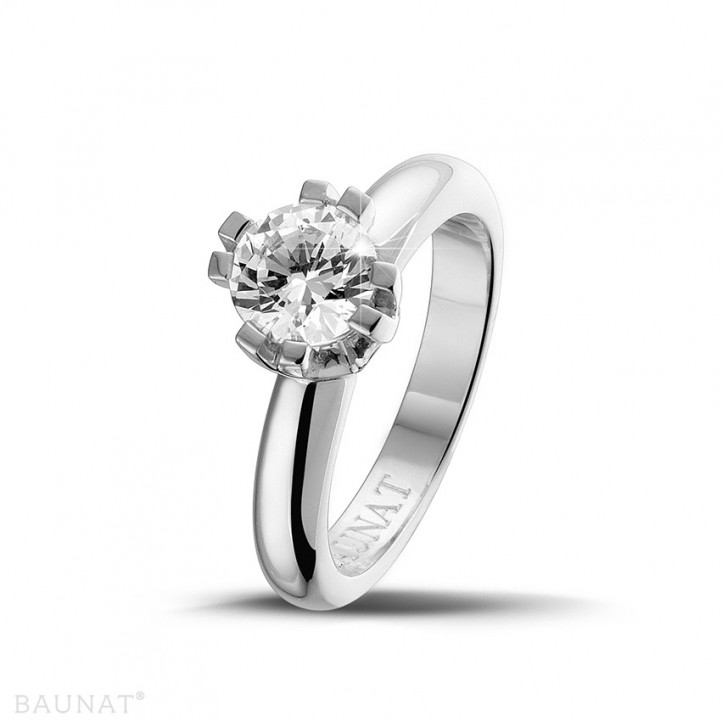 设计系列 1.25克拉八爪铂金钻石戒指