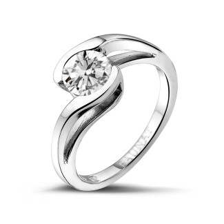 圆形钻石白金戒指 - 1.00克拉白金单钻戒指